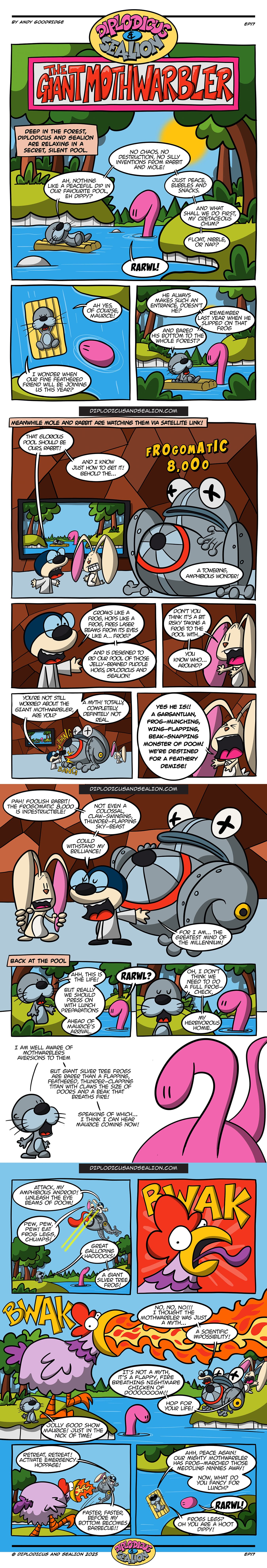 Diplodicus & Sealion webcomic — Episode 17: The Giant Mothwarbler (full comic)