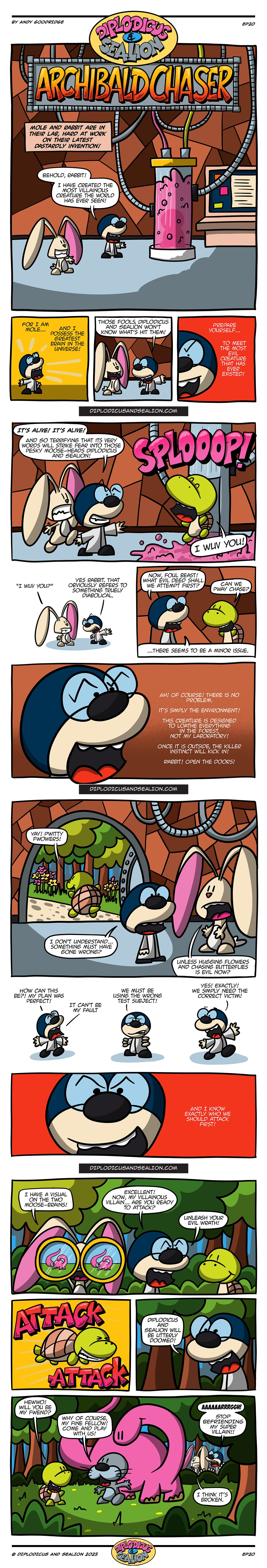 Diplodicus & Sealion webcomic — Episode 20: Archibald Chaser (full comic)