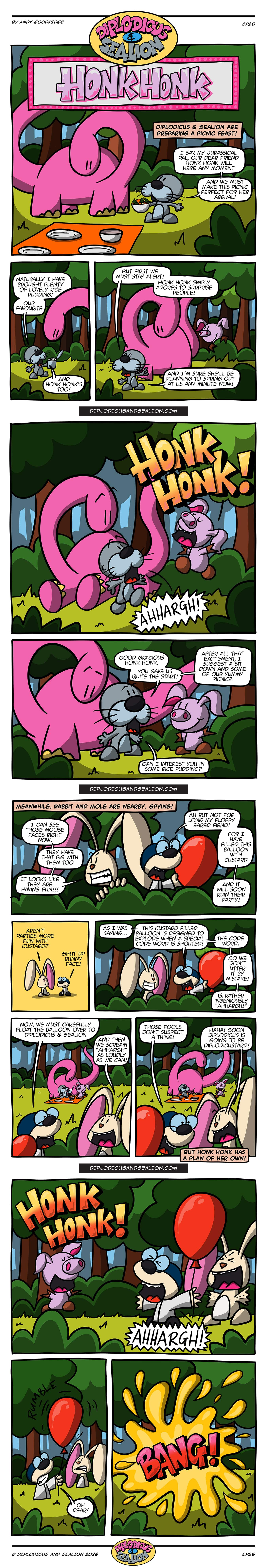 Diplodicus & Sealion webcomic — Episode 26: Honk Honk! (full comic)