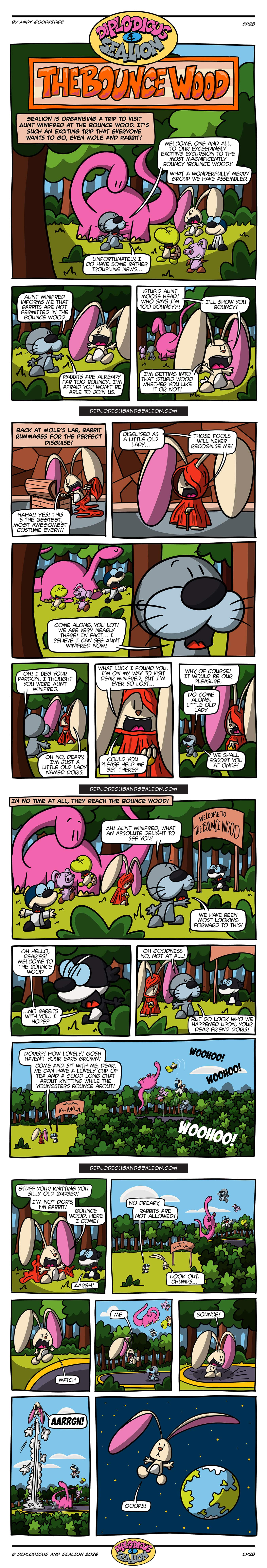 Diplodicus & Sealion webcomic — Episode 28: The Bounce Wood (full comic)