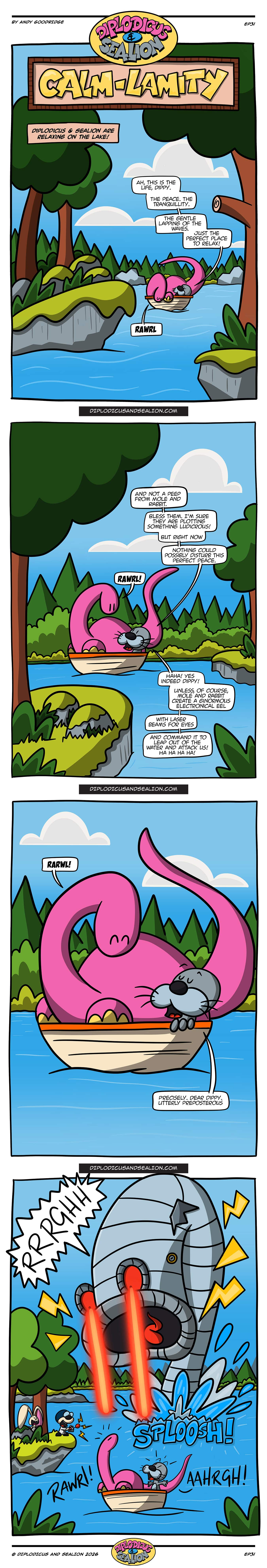 Diplodicus & Sealion webcomic — Episode 31: Calm-Lamity (full comic)