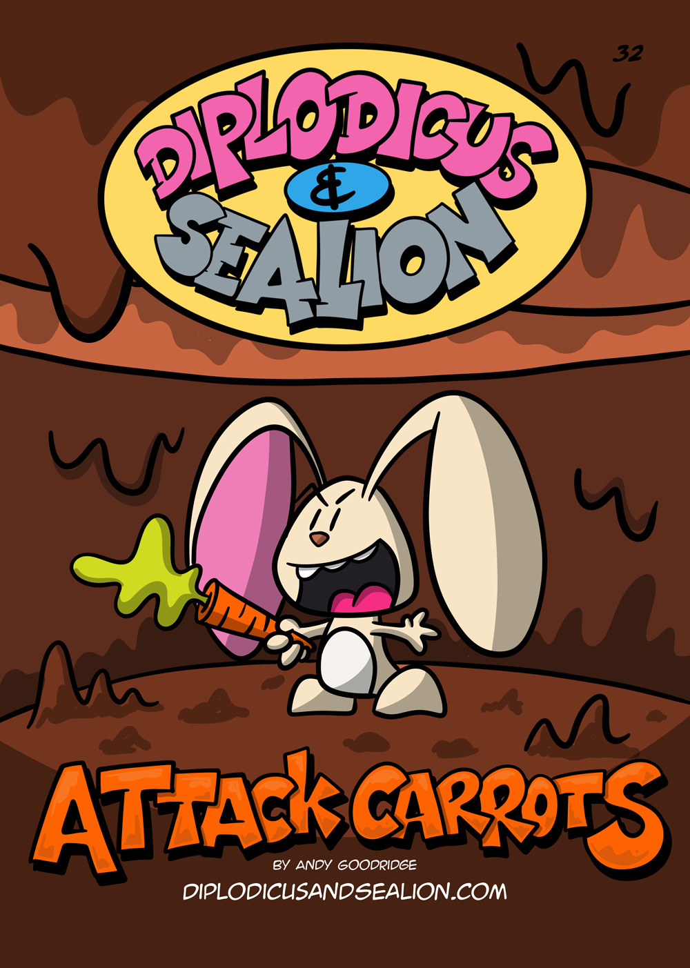 Diplodicus & Sealion webcomic cover — Episode 32: Attack Carrots